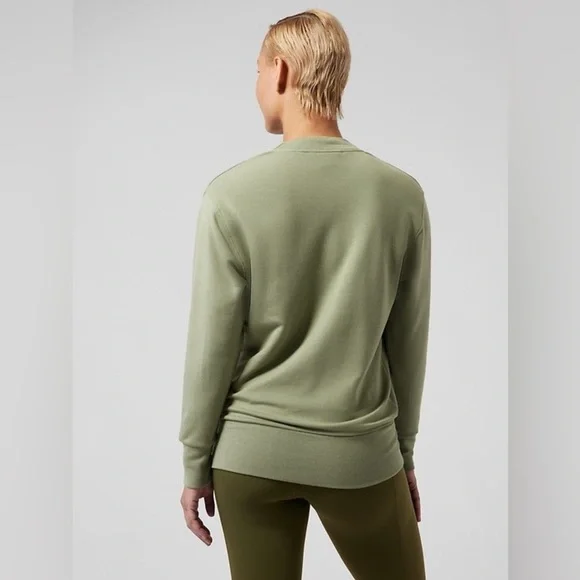 Athleta Purana V Neck Wrap Sweatshirt Eucalyptus Olive Green Size L - Picture 3 of 7